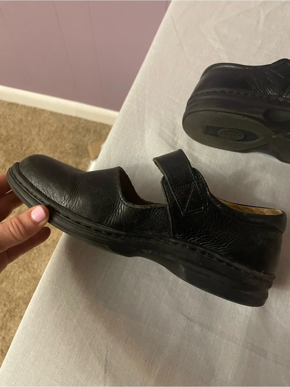 Women’s Blend Black Leather Mary Jane Shoes with Buckle